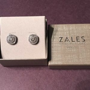 Zales 925 silver white stone earrings